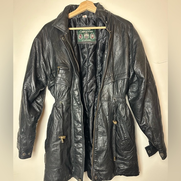 VINTAGE 90s cinched waist hourglass black leather jacket women’s Small/Medium. - Picture 11 of 14